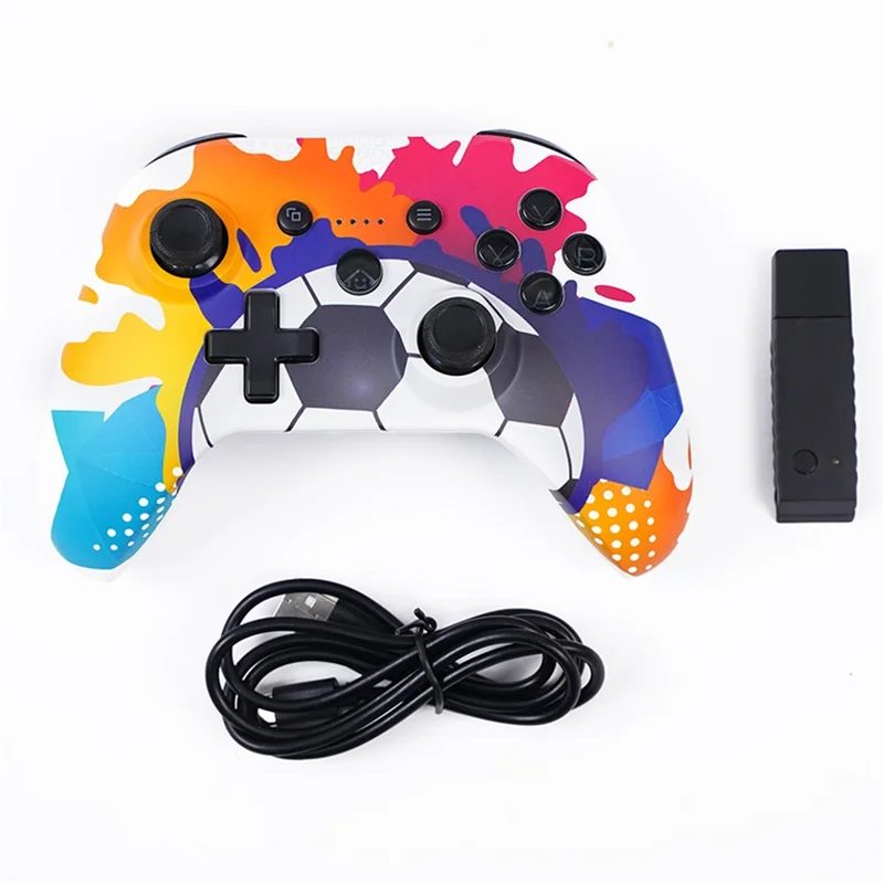 XSX Water Transfer Print 2.4G Wireless Gaming Controller Dual Vibration Motor Gamepad for PC Switch Android - Graffiti