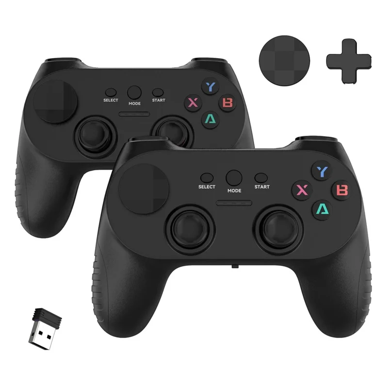 CM-039 Dual Player 2,4 G kabelloser Controller-Gamepad mit austauschbarem D-Pad für PC, Android, Smart TV Gaming – Schwarz