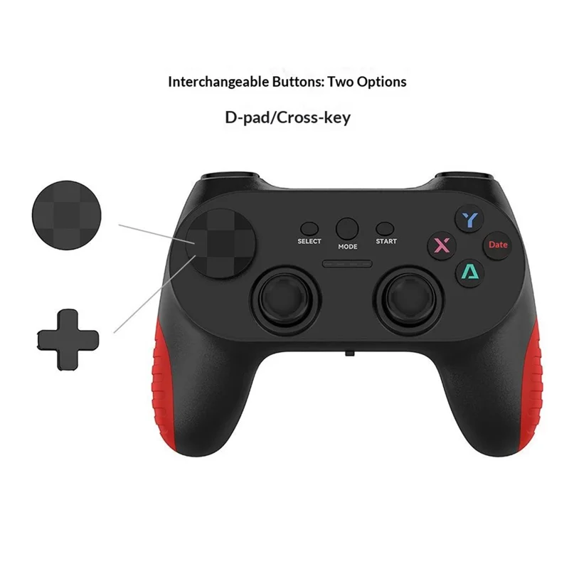 CM-039 Dual Player 2,4 G kabelloser Controller-Gamepad mit austauschbarem D-Pad für PC, Android, Smart TV Gaming – Schwarz
