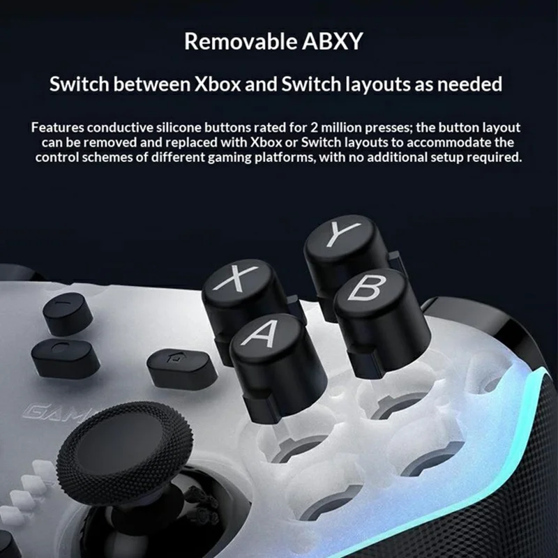 GAMESIR T4n Pro Tri-Mode Bluetooth-compatible Wireless Game Controller RGB Light with Charging Dock - White