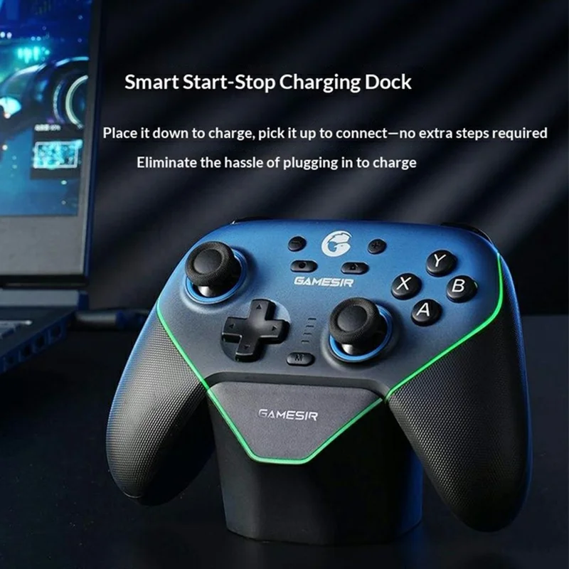GAMESIR T4n Pro Tri-Mode Bluetooth-compatible Wireless Game Controller RGB Light with Charging Dock - White
