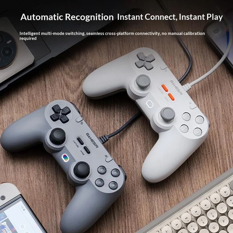 GAMESIR T3 Lite Wired Gaming Controller Hall Effect Sticks Plug and Play for PC / Switch / iOS / Android - Grey