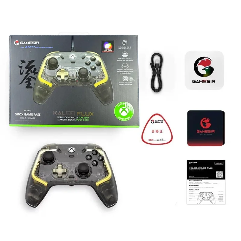 GAMESIR K1 Wired Gaming Controller for Xbox One / Series X / S / PC Hall Effect Transparent RGB Design - Gilding Gold