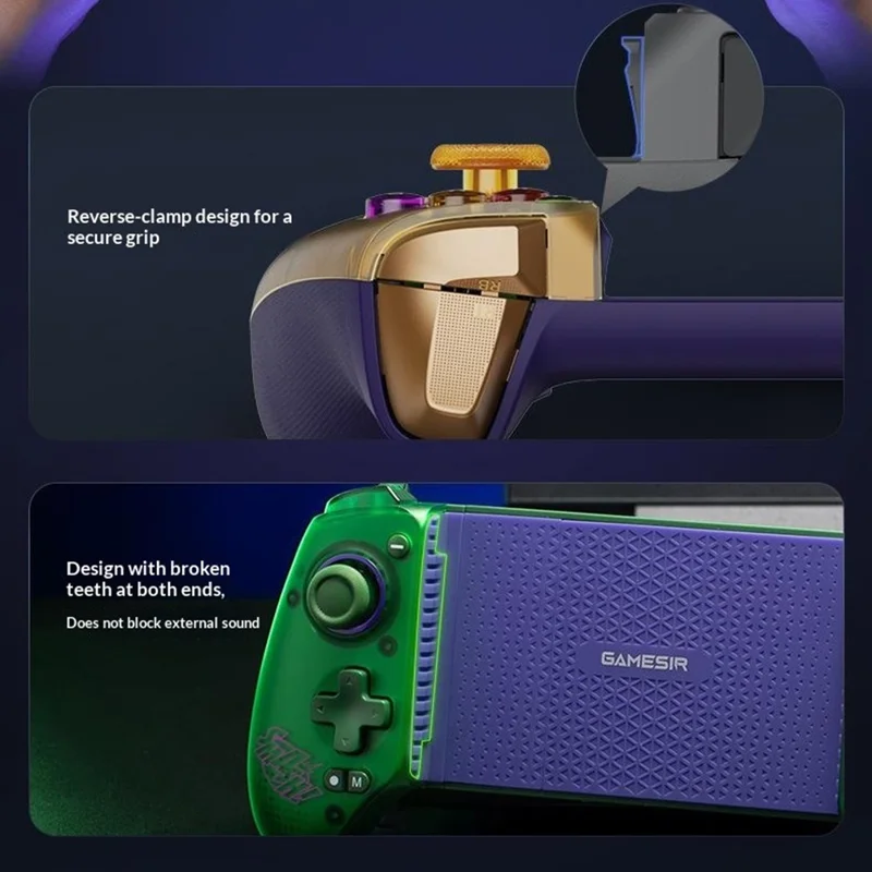GAMESIR G8+ Controller per Gioco Telescopico Bluetooth-compatibile con Joystick a Effetto Hall per Xbox / Switch - Viola+Oro