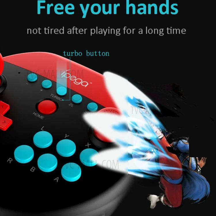 IPEGA PG-SW025 Bluetooth-compatible Wireless 6-Axis Vibration Gamepad Arcade Joystick Game Controller for Nintendo Switch/Switch Lite - Black