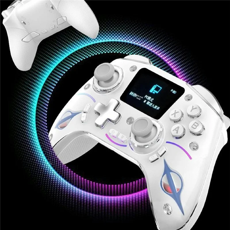 D220 Gaming Controller with LCD Screen Hall Effect Six-Axis Gyro for PC / Sony PlayStation 4 / Nintendo Switch 2 / Switch - White