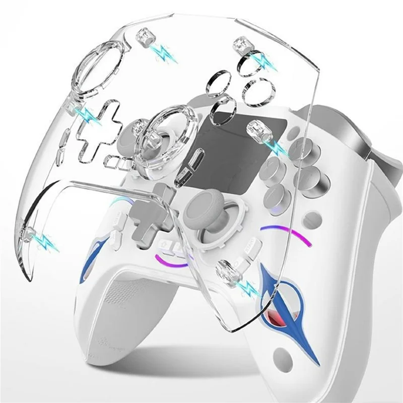 D220 Gaming Controller with LCD Screen Hall Effect Six-Axis Gyro for PC / Sony PlayStation 4 / Nintendo Switch 2 / Switch - White