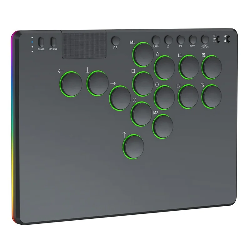 D114 14-Key Red Switch Arcade Keyboard with Touchpad for Sony PlayStation 4 / Nintendo Switch / PC - Black