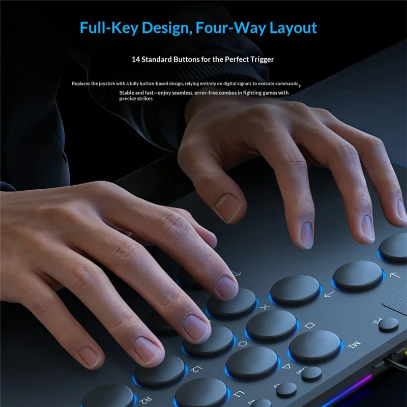 D114 14-Key Red Switch Arcade Keyboard with Touchpad for Sony PlayStation 4 / Nintendo Switch / PC - Black