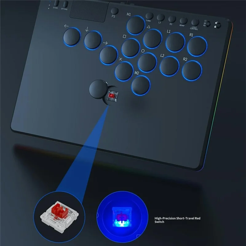 D114 14-Key Red Switch Arcade Keyboard with Touchpad for Sony PlayStation 4 / Nintendo Switch / PC - Black
