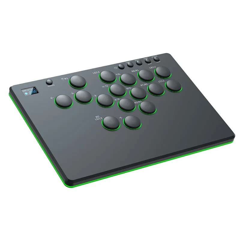 D216 16-Key Arcade Fight Keyboard with OLED Display for Sony PlayStation 4 / 3 / Nintendo Switch / PC - Black