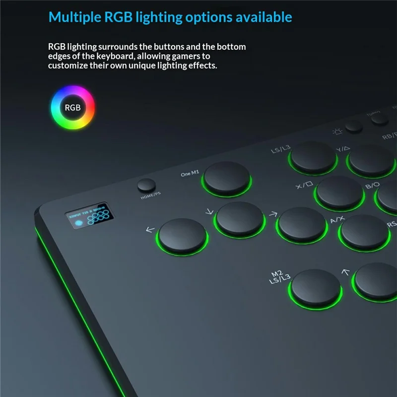 D216 16-Key Arcade Fight Keyboard with OLED Display for Sony PlayStation 4 / 3 / Nintendo Switch / PC - Black
