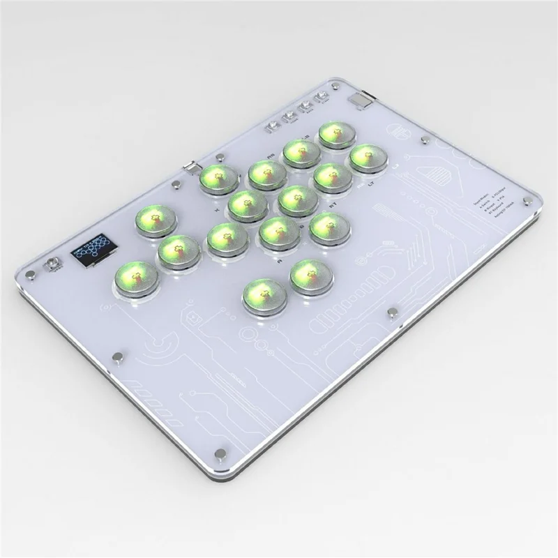 D116 Acrylic Crystal Panel 16-Key Arcade Controller for Sony PlayStation 4 / 3 / Nintendo Switch / PC Fighting Game Keyboard - White
