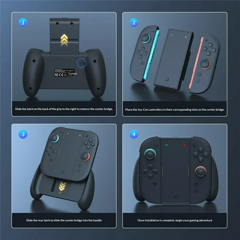 SW2070 Charging Grip for Nintendo Switch 2 Joy-Con Controller 1500mAh Portable Charger with Back Button - Black