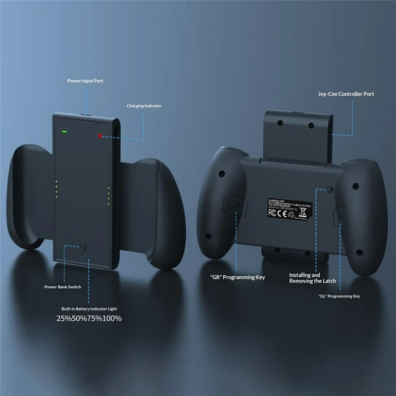 SW2070 Charging Grip for Nintendo Switch 2 Joy-Con Controller 1500mAh Portable Charger with Back Button - Black