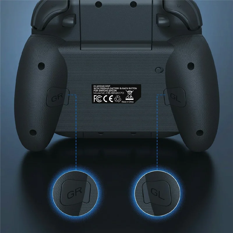 SW2070 Charging Grip for Nintendo Switch 2 Joy-Con Controller 1500mAh Portable Charger with Back Button - Black