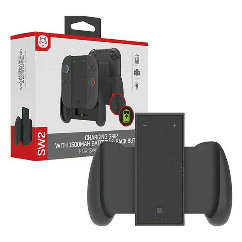SW2070 Charging Grip for Nintendo Switch 2 Joy-Con Controller 1500mAh Portable Charger with Back Button - Black