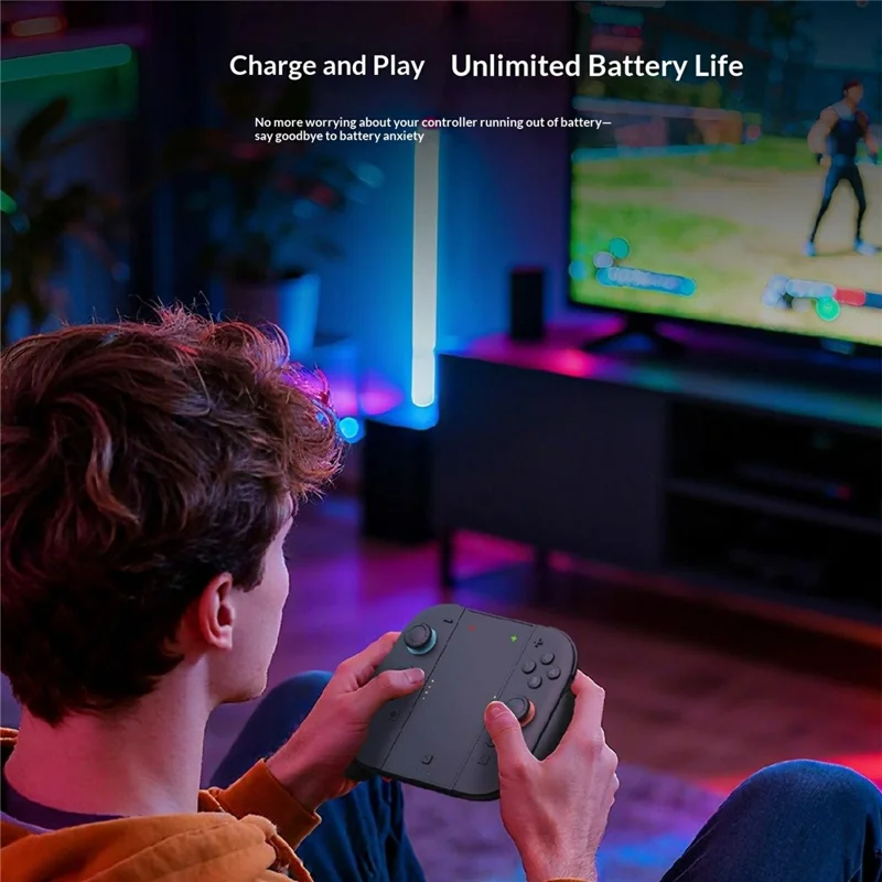 SW2070 Charging Grip for Nintendo Switch 2 Joy-Con Controller 1500mAh Portable Charger with Back Button - Black