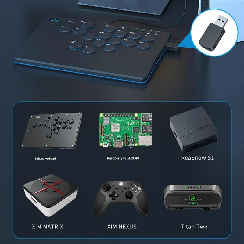 PS5026 1000Hz Mouse Keyboard Converter USB Controller Adapter for Nintendo Switch / Switch Lite / Switch OLED / Switch 2 / Sony PlayStation 5 / 4 - Black