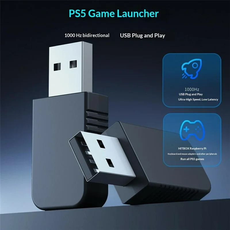 PS5017 1000Hz Mouse Keyboard Converter for Sony PlayStation 5 / Raspberry Pi Gaming Adapter - Black