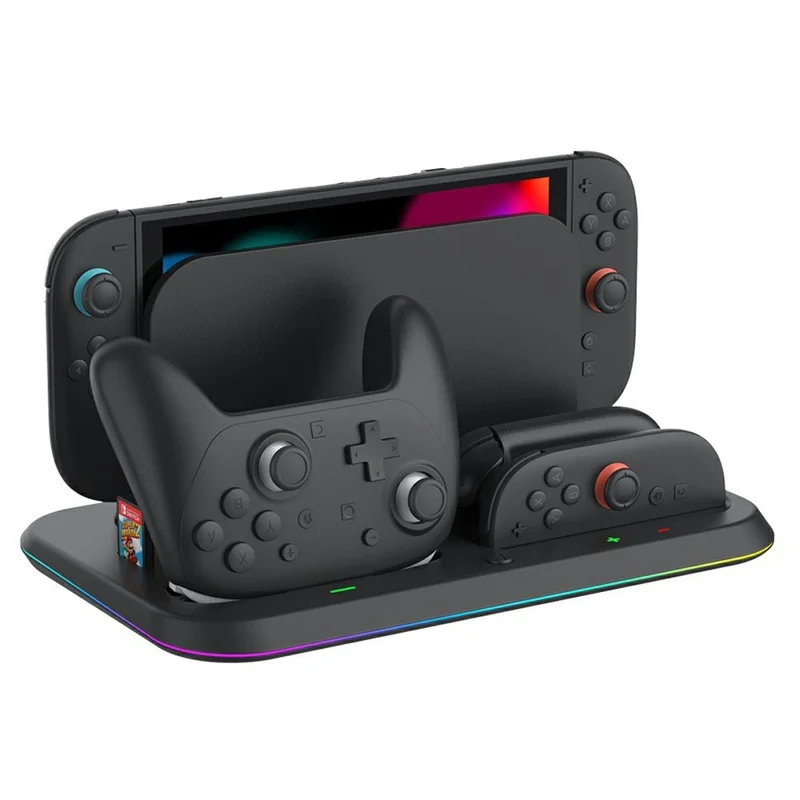 SW2-041 For Nintendo Switch 2 Joy-Con Controller 4 in 1 RGB Charging Station Console Dock - Black