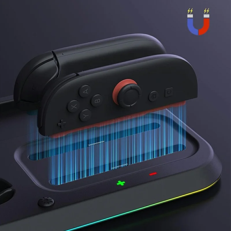 SW2-041 For Nintendo Switch 2 Joy-Con Controller 4 in 1 RGB Charging Station Console Dock - Black