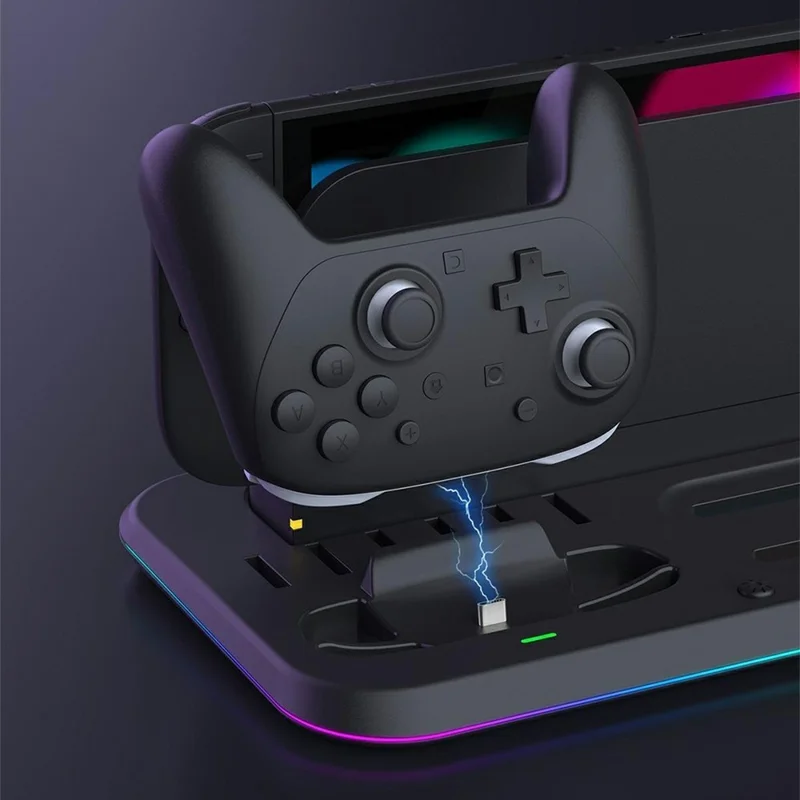 SW2-041 For Nintendo Switch 2 Joy-Con Controller 4 in 1 RGB Charging Station Console Dock - Black