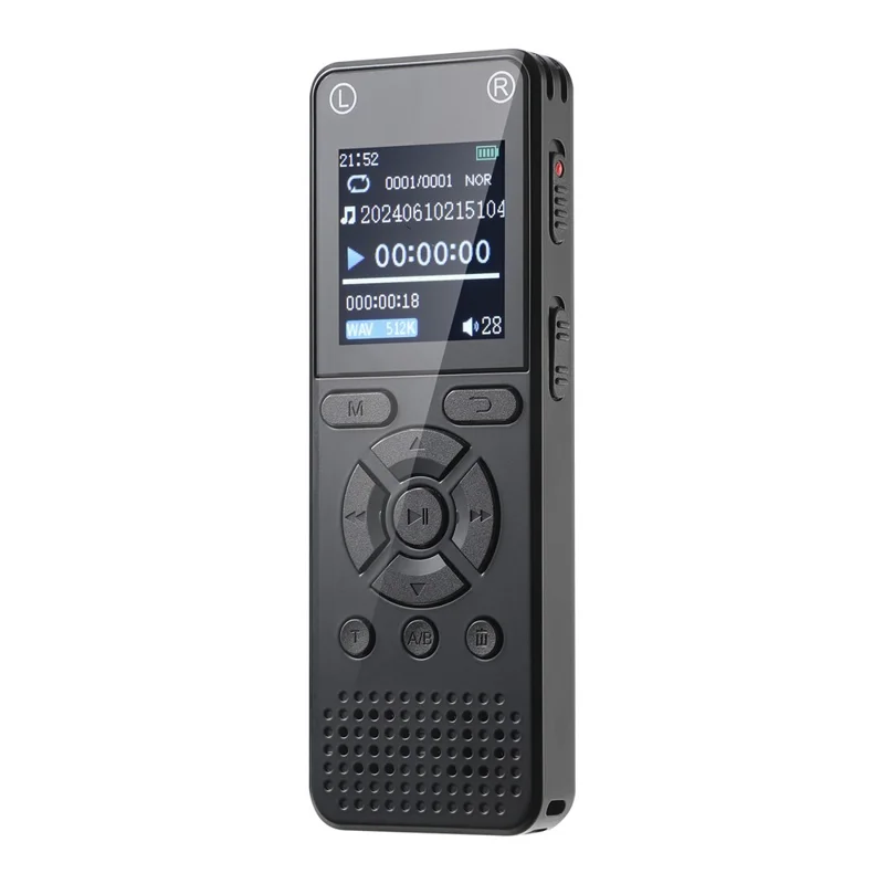 T51 Digital Voice Recorder Built-in 8GB Memory Noise Reduction 1.44 Inch TFT Screen MP3 Player - Black