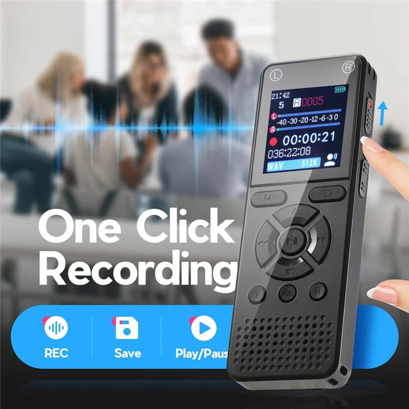 T51 Digital Voice Recorder Built-in 8GB Memory Noise Reduction 1.44 Inch TFT Screen MP3 Player - Black
