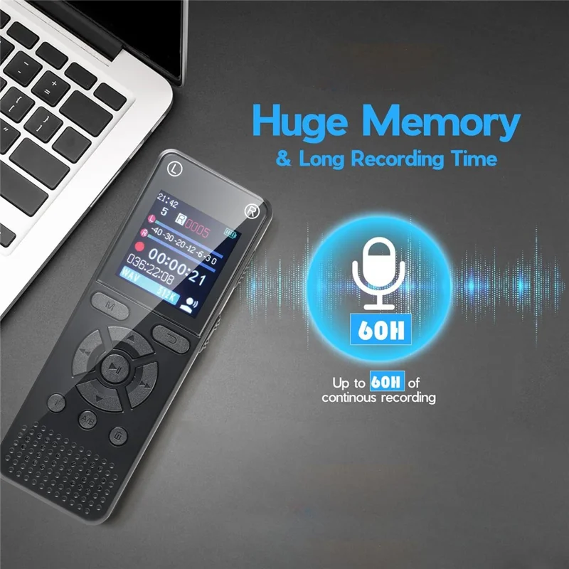 T51 Digital Voice Recorder Built-in 8GB Memory Noise Reduction 1.44 Inch TFT Screen MP3 Player - Black