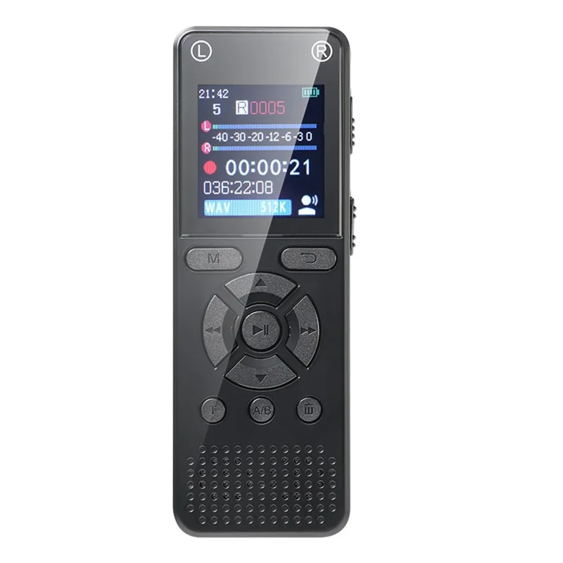 T51 Digital Voice Recorder Built-in 8GB Memory Noise Reduction 1.44 Inch TFT Screen MP3 Player - Black