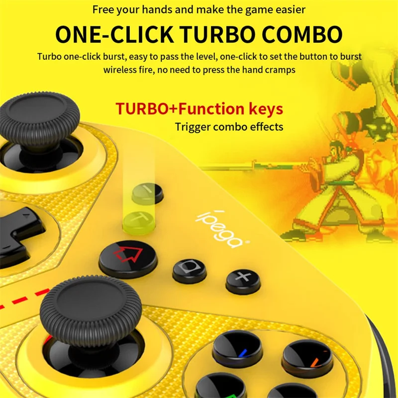 IPEGA PG-SW038A Wireless Bluetooth-compatible 6-Axis Vibration Gamepad Game Controller for Nintendo Switch/PS3/Android/PC - Black