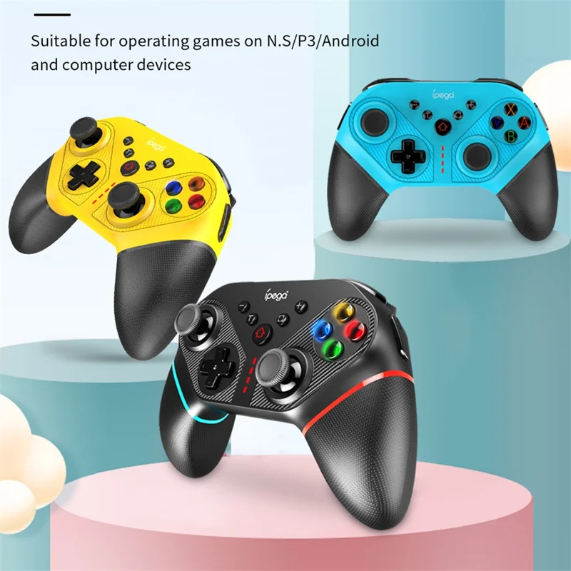 IPEGA PG-SW038A Wireless Bluetooth-compatible 6-Axis Vibration Gamepad Game Controller for Nintendo Switch/PS3/Android/PC - Black
