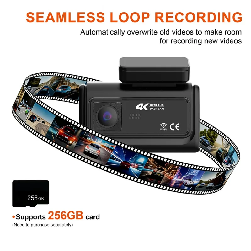 F311 3-Channel Dash Cam 4K+2K+2K 3.19 inch Screen 24H Parking Monitor G-Sensor Loop Recording, ACC Powered (without TF Card) - Black