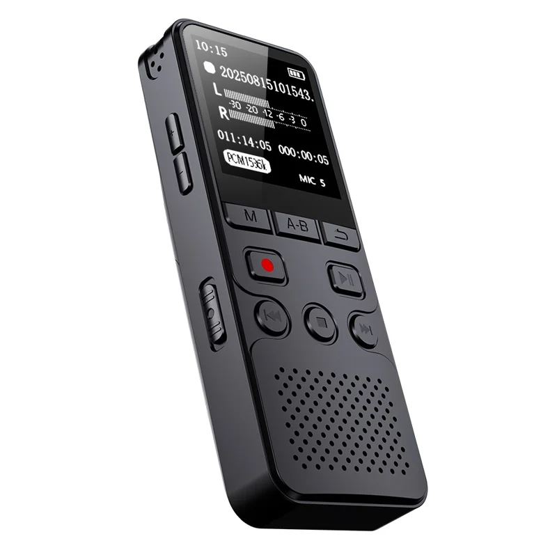 P329 8GB Digital Voice Recorder 1536Kbps PCM Noise Reduction Voice Activated Recording A-B Repeat 1.44 inch LCD Screen - Black