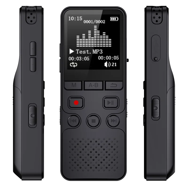 P329 8GB Digital Voice Recorder 1536Kbps PCM Noise Reduction Voice Activated Recording A-B Repeat 1.44 inch LCD Screen - Black