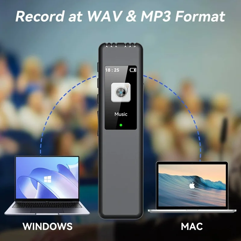 8832 128GB Digital Voice Recorder Noise Reduction Audio Recorder for Meetings Classes and Interviews - Black
