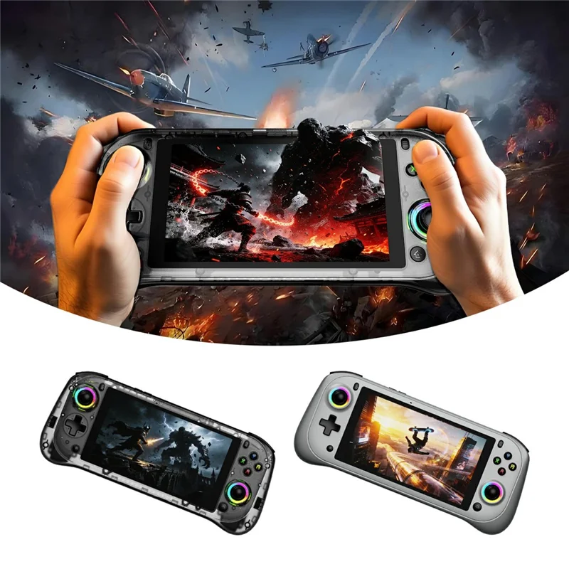 J55 128GB Storage Handheld Gaming Console 5.5 Inch HD Screen Dual Joysticks RGB Lighting for Gaming - White