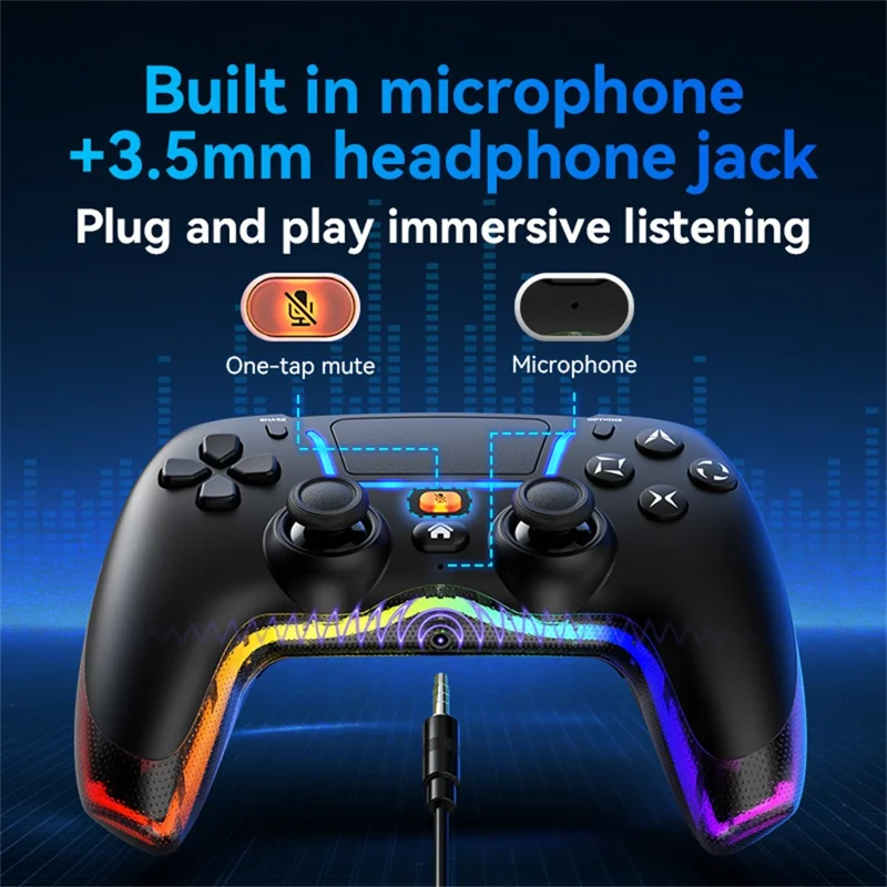Drahtloser Game-Controller P07 mit Hall-Effekt-Joysticks, Bluetooth-kompatibel 5.4, 1000-mAh-Akku für Sony PlayStation 5, Android, PC und iOS – Schwarz