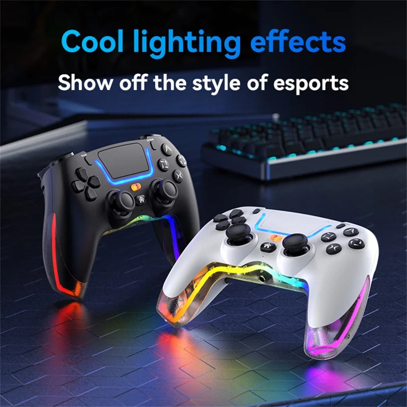Drahtloser Game-Controller P07 mit Hall-Effekt-Joysticks, Bluetooth-kompatibel 5.4, 1000-mAh-Akku für Sony PlayStation 5, Android, PC und iOS – Schwarz