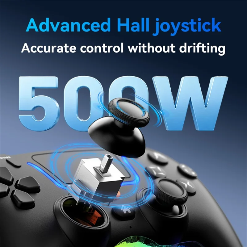 Drahtloser Game-Controller P07 mit Hall-Effekt-Joysticks, Bluetooth-kompatibel 5.4, 1000-mAh-Akku für Sony PlayStation 5, Android, PC und iOS – Schwarz