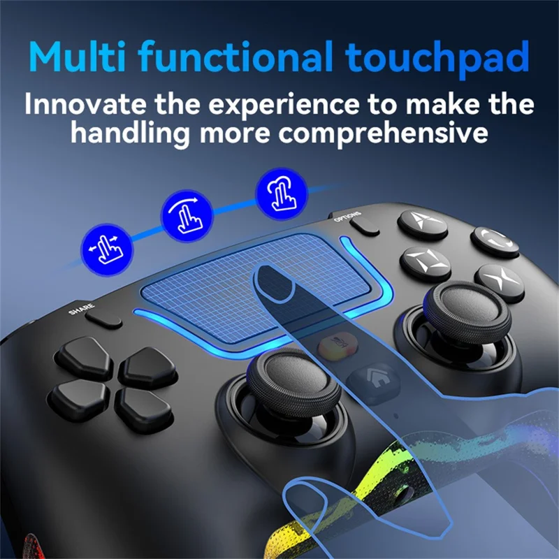 Drahtloser Game-Controller P07 mit Hall-Effekt-Joysticks, Bluetooth-kompatibel 5.4, 1000-mAh-Akku für Sony PlayStation 5, Android, PC und iOS – Schwarz