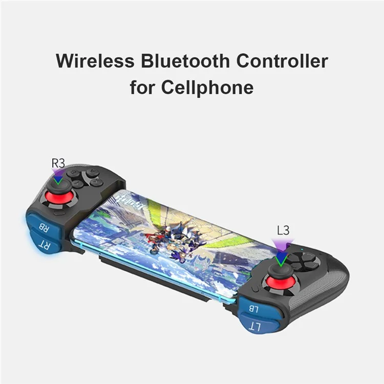 MOCUTE 060 Bluetooth Wireless Retractable Gamepad Game Game Joystick Controller Pour Téléphone Mobile Android / Ios - Bleu Rouge