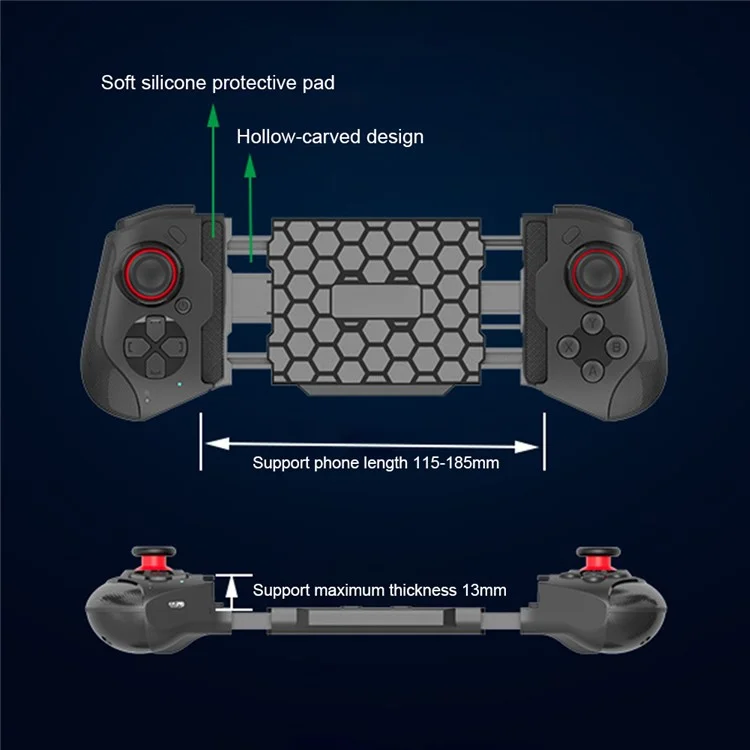Controlador de Jogo sem Fio Bluetooth Retrátil MOCUTE 060 para Celular Android/iOS - Azul/Vermelho