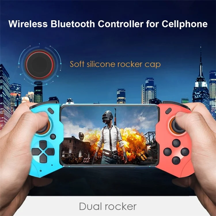 MOCUTE 060 Bluetooth Wireless Retractable Gamepad Game Game Joystick Controller Pour Téléphone Mobile Android / Ios - Bleu Rouge