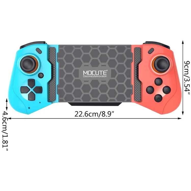 Controlador de Jogo sem Fio Bluetooth Retrátil MOCUTE 060 para Celular Android/iOS - Azul/Vermelho