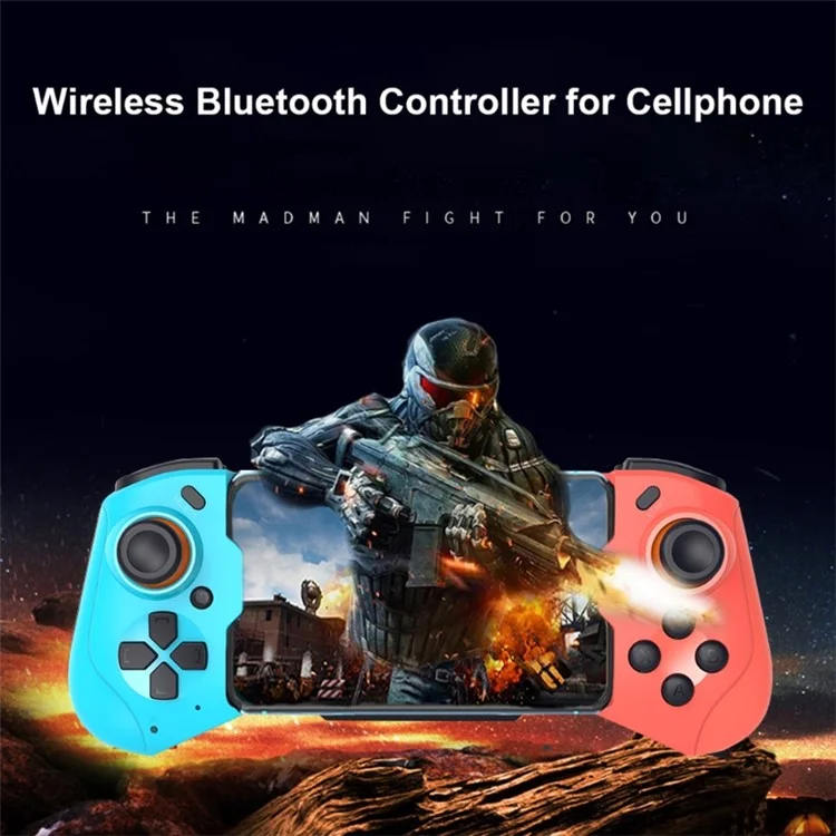Controlador de Jogo sem Fio Bluetooth Retrátil MOCUTE 060 para Celular Android/iOS - Azul/Vermelho