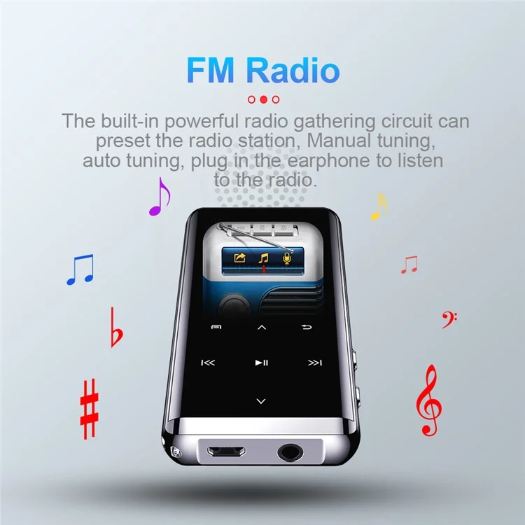 Registratore audio portatile M13 32GB con schermo da 1,5 pollici, Bluetooth, MP3, visualizzazione di video e immagini, radio FM, lettore di e-book, registrazione vocale attivata