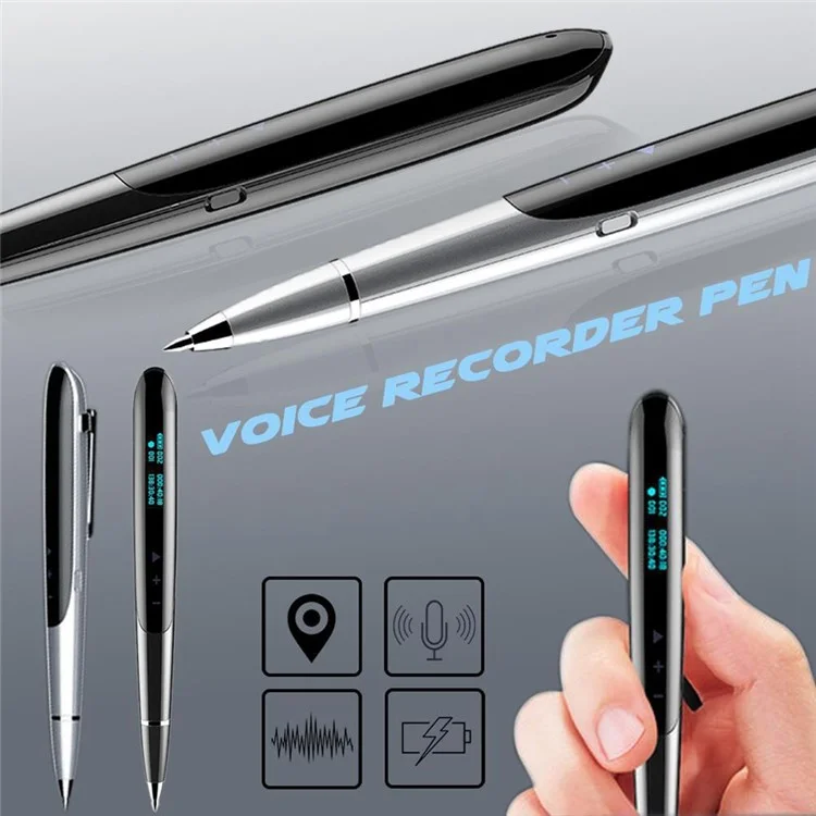 Q9 8 go Portable Audio Recorder Enregistreur Numérique Enregistreur à Enregistreur Avec Affichage OLED + Stylo Écriture 2 en 1 Pour Les Entretiens de Nouvelles Réunion D'affaires