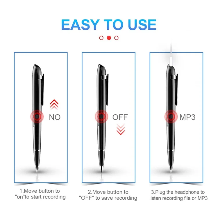 Q9 16 Go Enregistreur Vocal Numérique Réduction de Bruit avec Écran OLED + Stylo Stylo 2 en 1 pour Interviews de Presse, Réunions d'Affaires